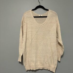 Umgee Cream V-Neck Sweater